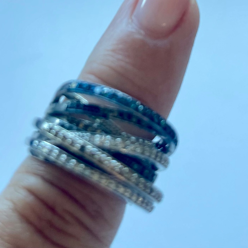 Crossover Multicolored Diamond Ring - image 2